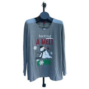 Family PJs Christmas Holiday Snowman Gray Green Red White Size 2XL